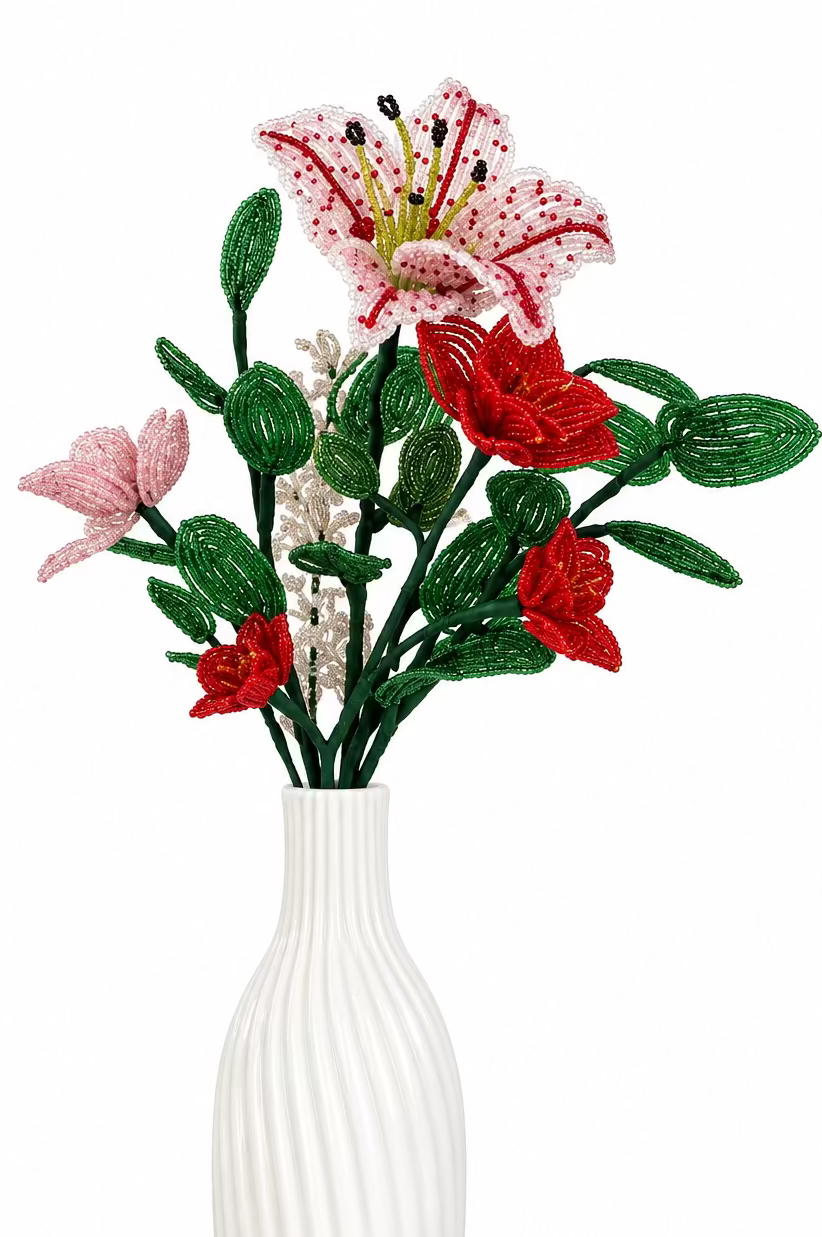 Everlasting Bloom | Beaded Roses & Stargazer Lily